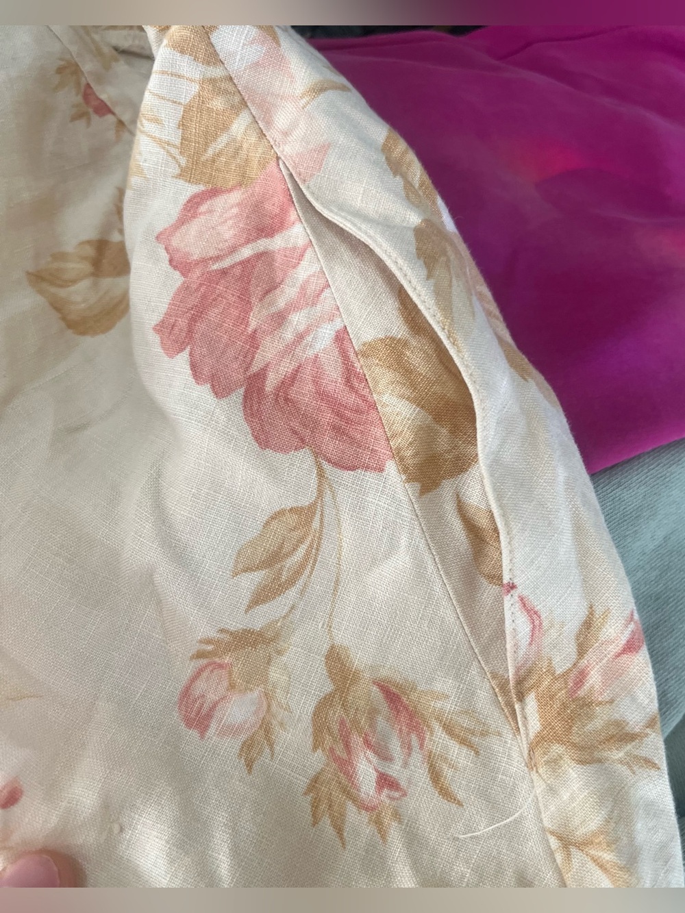 Vintage Lauren Ralph Lauren 100% linen floral button-front midi skirt, size 8. - Picture 11 of 11